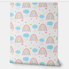 Boho rainbow pattern with clouds pastel Nursery  Tapete
