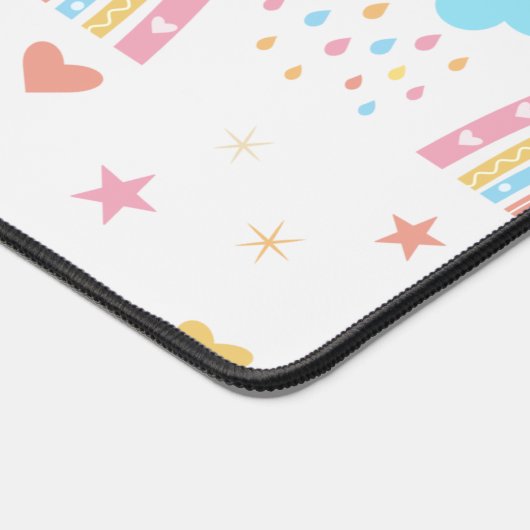 Boho rainbow pattern with clouds Personalized Schreibtischunterlage (Ecke)