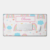 Boho rainbow pattern with clouds Personalized Schreibtischunterlage (Tastatur & Maus)