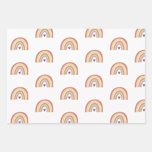 Boho Rainbow Peach Lila Baby Dusche Geschenkpapier Set (Vorderseite)