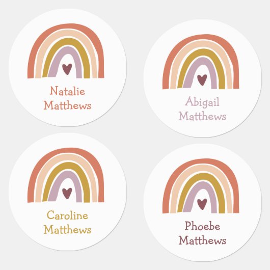 Boho Rainbow Pfirsichblütenname Eisen auf Bekleidu Etiketten (Gruppe)