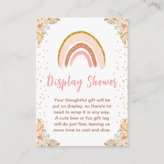 Boho Rainbow Pink Baby Display Dusche Begleitkarte (Vorderseite)