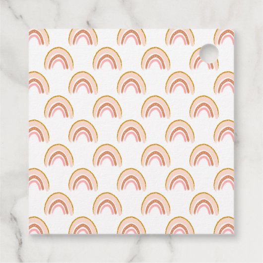 Boho Rainbow Pink Baby Dusche Danke Geschenkanhänger (Rückseite)