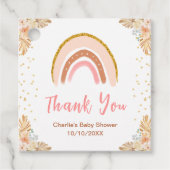 Boho Rainbow Pink Baby Dusche Danke Geschenkanhänger (Vorderseite)