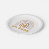 Boho Rainbow pink Baby Shower Pappteller (Schrägansicht)