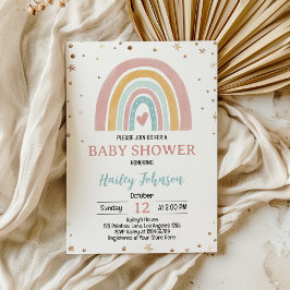 Boho Rainbow Pink Girl Baby Shower Einladung
