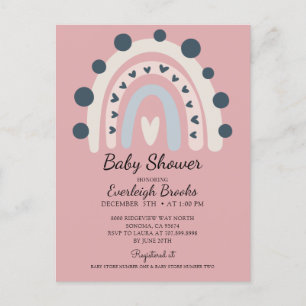 Boho Rainbow Pink Girl Baby Shower Einladung