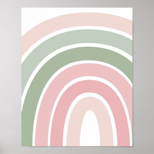 Boho Rainbow Pink & Green Girls Room Poster (Vorne)