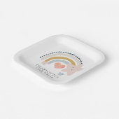 Boho Rainbow Pink Heart Girl Baby Dusche Pappteller (Gewinkelt)