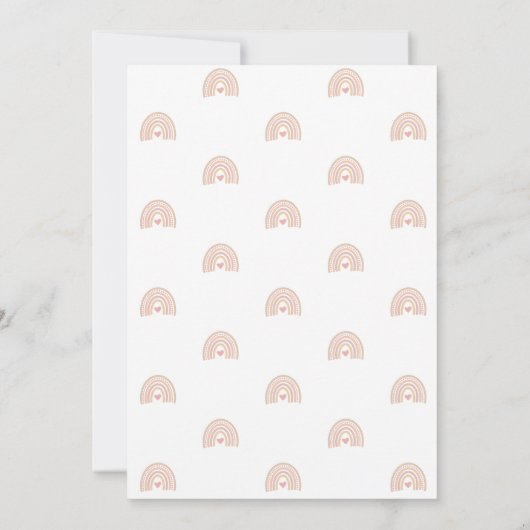 Boho Rainbow Pink Heart Girl Niedlich erster Gebur Einladung (Rückseite)