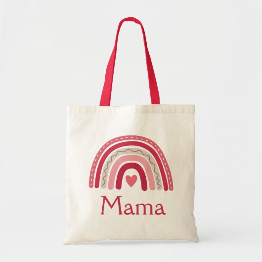 Boho Rainbow Pink Heart Mama Tragetasche (Vorne)