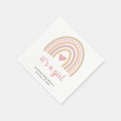 Boho Rainbow Pink Heart Niedlich Girl Baby Shower Serviette (Ecke)