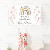 Boho Rainbow Pink Herz Lila Aquamarine Babydusche Banner (Insitu)