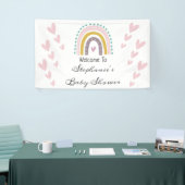 Boho Rainbow Pink Herz Lila Aquamarine Babydusche Banner (Messeveranstaltung)