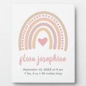 Boho Rainbow Pink Herz Niedliche Geburtsstaten Gir Fotoplatte (Vorderseite)