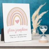 Boho Rainbow Pink Herz Niedliche Geburtsstaten Gir Fotoplatte (Seite)