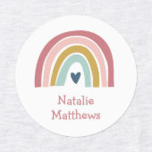 Boho Rainbow Pink Navy Name Eisen auf Bekleidung Etiketten (Design 1)