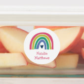 Boho Rainbow Pink Navy Senard Name Waterproof Etiketten (Befestigt)