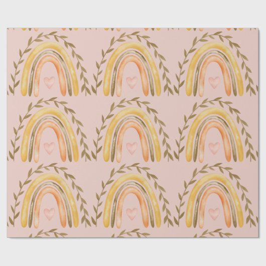 Boho Rainbow Pink Orange und Green Girls Geschenkpapier (Flach)