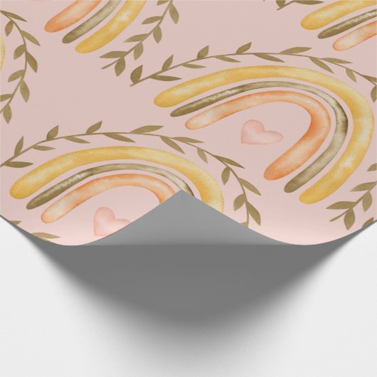 Boho Rainbow Pink Orange und Green Girls Geschenkpapier (Ecke)