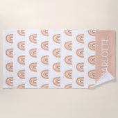 Boho Rainbow Pink Pastell Personalisierte Kinder Strandtuch (Vorderseite)