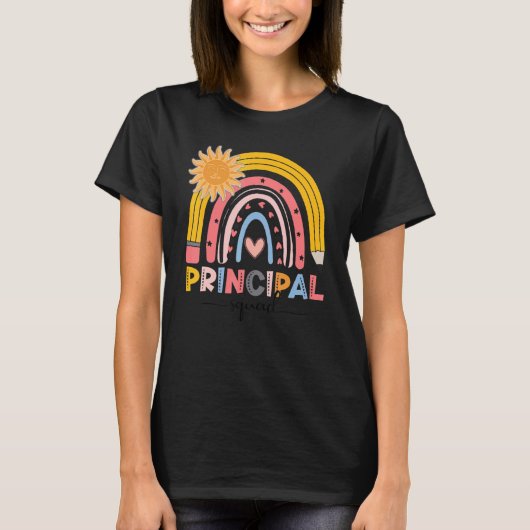 Boho Rainbow Principal Squad erster Schultag T-Shirt (Vorderseite)