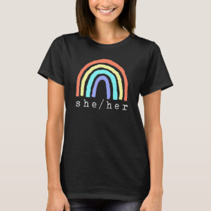 Boho Rainbow Pronouns Sie Ihr Stolz Lbgtqia T-Shirt