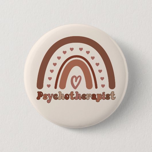 Boho Rainbow Psychotherapeut Button (Vorderseite)