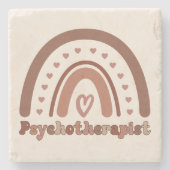 Boho Rainbow Psychotherapeut Steinuntersetzer (Vorderseite)