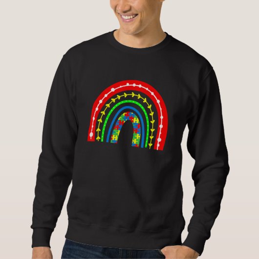 Boho Rainbow Puzzle Piece Autismus Awareness Autis Sweatshirt (Vorderseite)