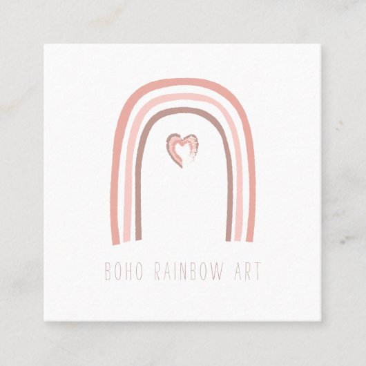 Boho Rainbow Quadratische Visitenkarte (Vorderseite)