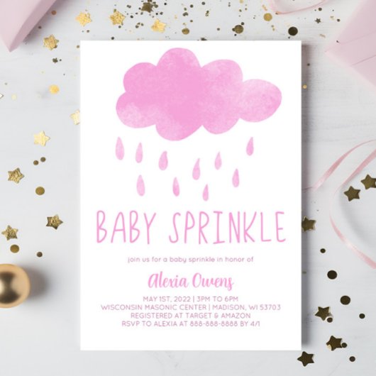 Boho Rainbow Rain Cloud Pink Baby Showküche Einladung