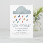 Boho Rainbow Rainclow Rain Baby Dusche Sprinkle Einladung (Stehend Vorderseite)
