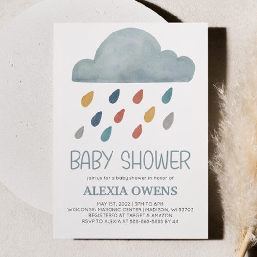Boho Rainbow Rainclow Rain Minimal Baby Dusche Einladung