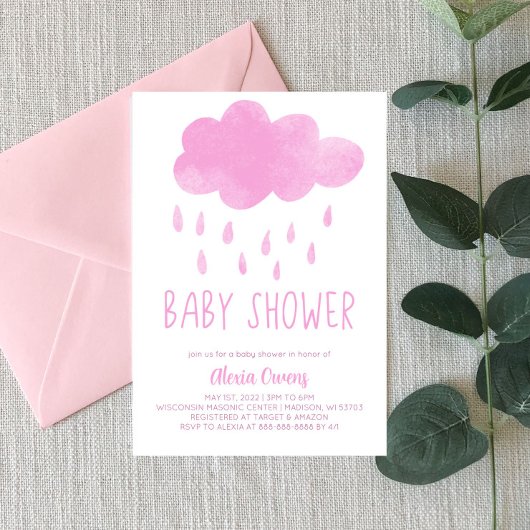 Boho Rainbow Rainclow Rain Pink Baby Dusche Einladung