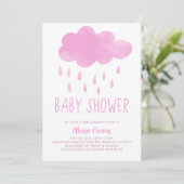 Boho Rainbow Rainclow Rain Pink Baby Dusche Einladung (Stehend Vorderseite)