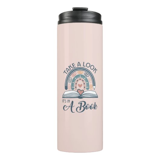 Boho Rainbow Reading Es ist in einem Buch Thermosbecher (Vorderseite)