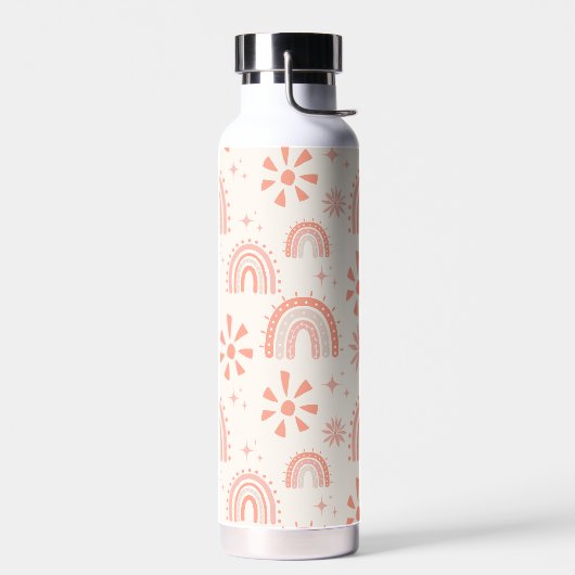 Boho Rainbow Retro Summer Floral Pattern Trinkflasche (Links)