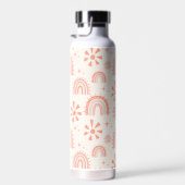 Boho Rainbow Retro Summer Floral Pattern Trinkflasche (Rechts)