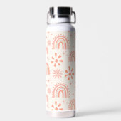 Boho Rainbow Retro Summer Floral Pattern Trinkflasche (Rückseite)