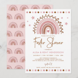 Boho Rainbow | Rosa Terracotta Foster Dusche Einladung