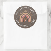 Boho Rainbow-Rücksendeadresse Runder Aufkleber (Tasche)