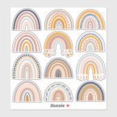 Boho Rainbow Rustic Scrapbook 12 Hübsch Stickers Aufkleber (Blatt)