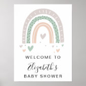 Boho Rainbow Sage Baby Dusche Willkommen Poster (Vorne)