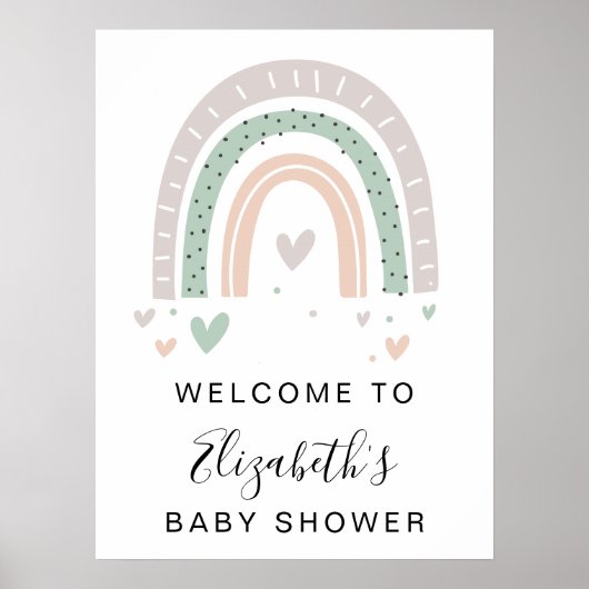 Boho Rainbow Sage Baby Dusche Willkommen Poster (Vorne)