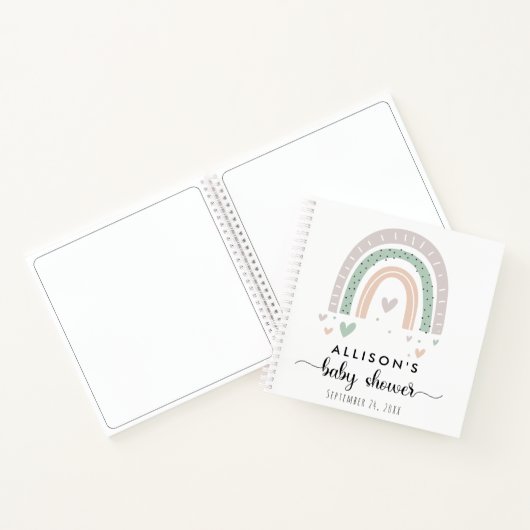 Boho Rainbow Sage Baby Shooting Guest Book Notizblock (Innenseite)