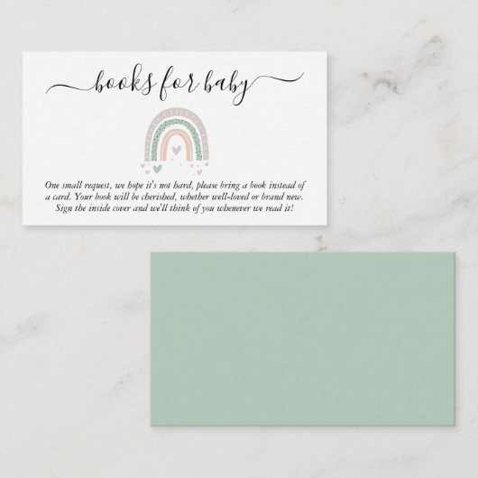 Boho Rainbow Sage Books for Baby Shooting Begleitkarte (Vorne/Hinten)