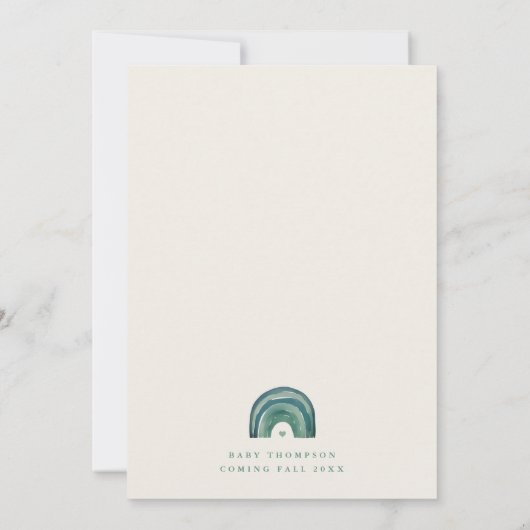 Boho Rainbow Sage Green Baby Dusche Einladung (Rückseite)