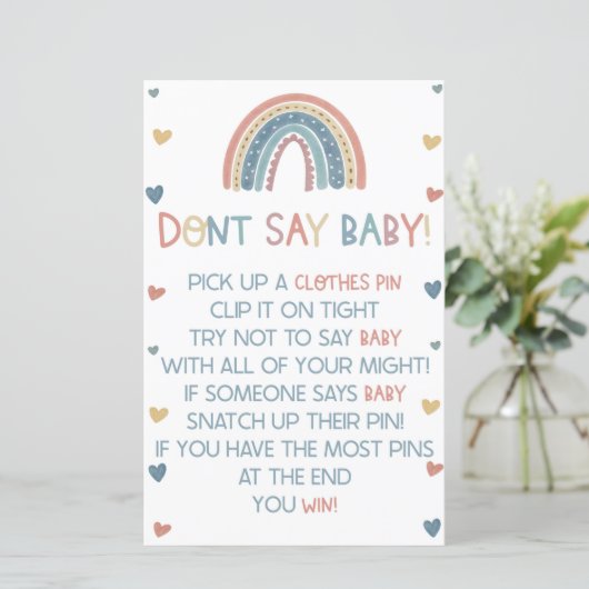 Boho Rainbow Sage kein Baby! Baby Shower Game (Stehend Vorderseite)