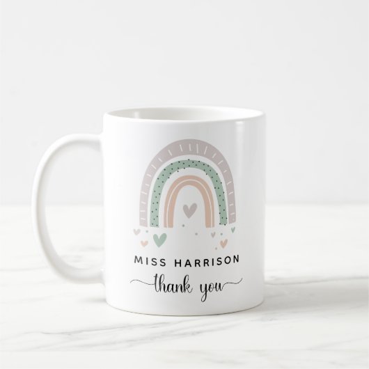 Boho Rainbow Sage Teacher Danke Kaffeetasse (Links)